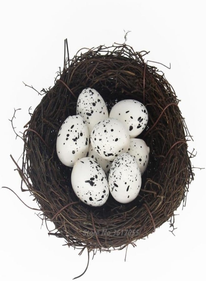 aoukoslt A Set Artificial Bird Nest, Bird Nest with Artificial Bird Eggs, Country Style Simulation Twig Nest for Handmade Easter Rattan Nest Easter Supplies Birdcage Accessories（2.36in） - Image 4